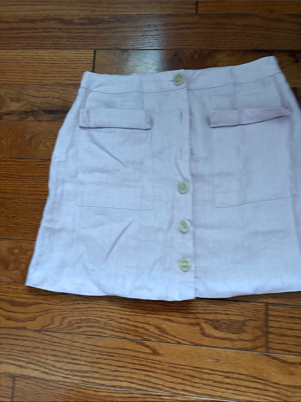 Saks Fifth Avenue Pale Pink Button-Front Mini Skirt